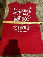 Faded Glory American Bikes Sleeveless T Shirt Men M 38-40 Red Motorcycle Graphic