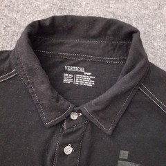 Vertical Sport US7 Men Shirt 5XL Black Graphic Short Sleeve V Neck 1/4 Button *