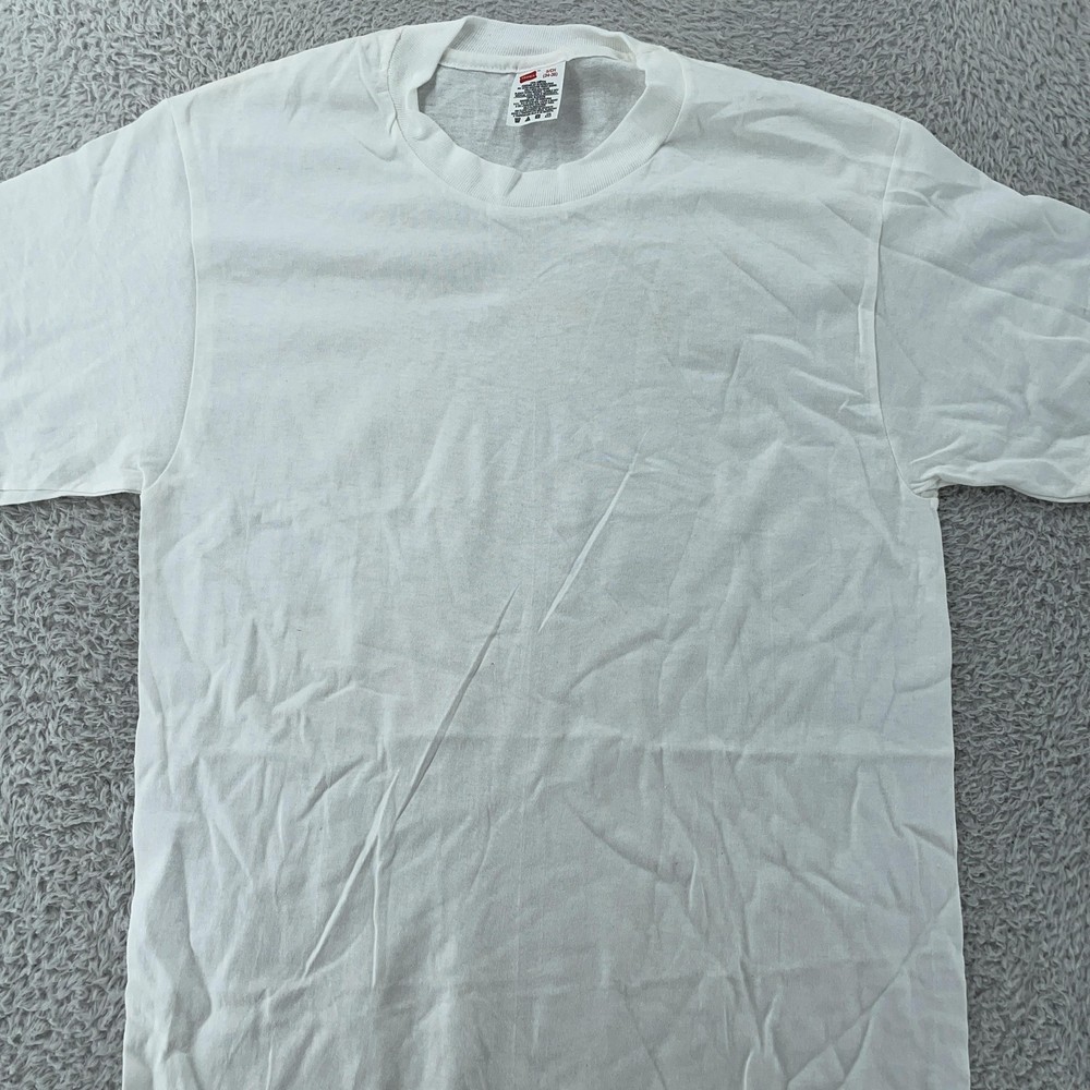 Vintage Hanes Blank White Shirt Mens XS/S Crewneck Short Sleeve Cotton Basic Tee