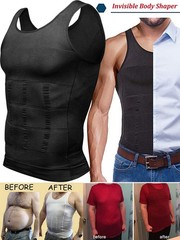 Mens Compression Shirt Slimming Body Shaper Chest Belly Tummy Control Vest Tank