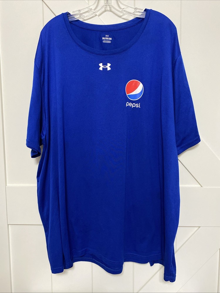 Under Armour Men’s Size 5xl Shirt Blue Pepsi Logo Activewear Loose Short Sleeve