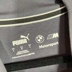 PUMA Shirt Mens L Gray BMW Motorsport Embroidered Car Graphic Crew Neck Tee