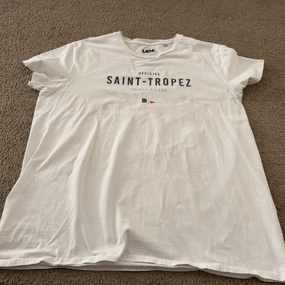 Saint-Tropez Mens T-Shirt Tee 2XL White Goodlife Sueded Crew Neck St Tropez