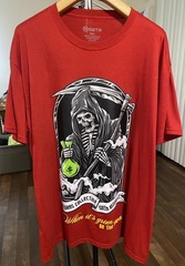 GSTR Grim Reaper Money Bag Graphic T-Shirt Men’s 2XL Red Skull Streetwear Tee