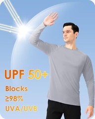 Men’s UPF 50+ Sun Protection UV SPF Shirts Long Sleeve Lightweight Quick Dry Tee