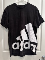 Adidas Men’s Essentials Giant Logo Tee Black with White Logo T-Shirt Medium
