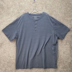 Croft & Barrow Mens 2XLT Blue Henley Short Sleeve Easy Care Shirt