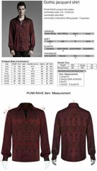 Men Gothic Gorgeous Jacquard Shirts Retro Formal Prom Party Long Sleeve Blouses