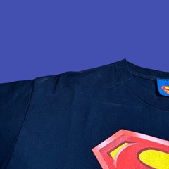 Superman Y2K Warner Bros T Shirt Mens L Blue DC Comics Superhero