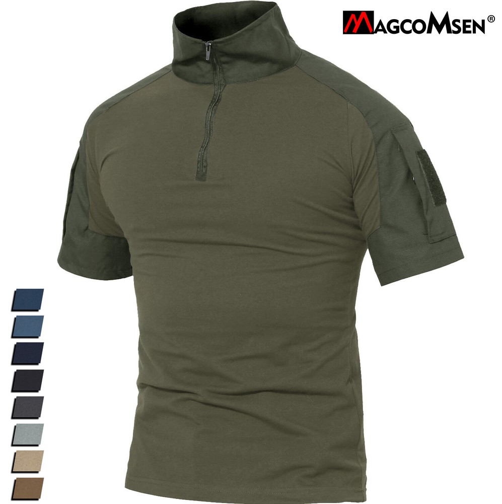 Men’s Tactical Short Sleeve Shirts 1/4 Zip Outdoor Pullover Slim Fit Work Shirts
