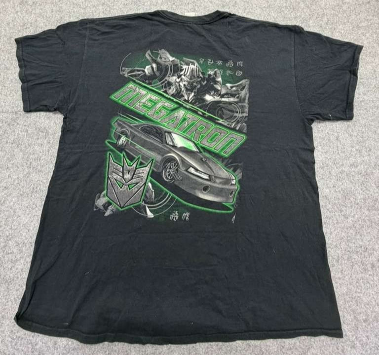 Mens Y2K VINTAGE XL Black Transformers Megatron Graphic T-Shirt Cotton Crew Neck