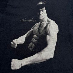 Bruce Lee Photo Portrait T Shirt Medium Black Action Movie Legend Y2K Cotton
