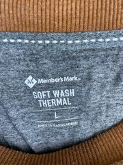 Members Mark T-Shirt Mens Large Ribbed V-Notch Thermal Waffle Knit Brown