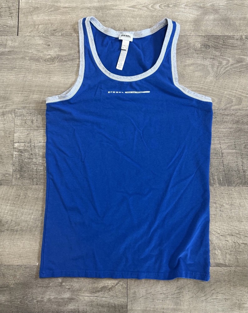 Diesel Simon Singlet Mens Medium Tank Top Blue Sleveless Y2K Shirt