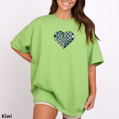 Geometric Pattern Heart Tee, Cute Valentine’s Day Shirt, Checkerboard Heart Top