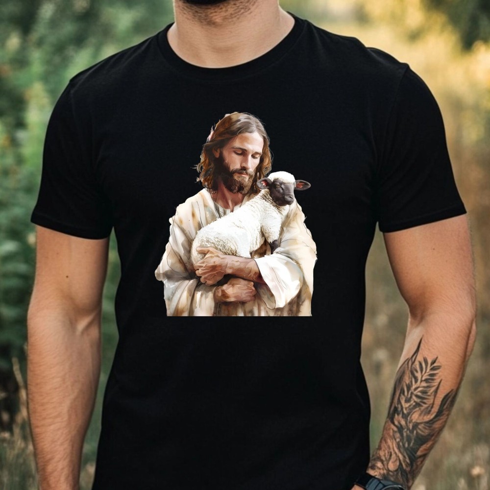 Mens Jesus Motif Cotton T-Shirt Size XS to 5XL