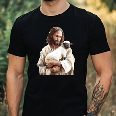Mens Jesus Motif Cotton T-Shirt Size XS to 5XL