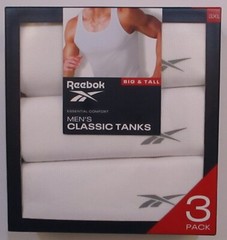 3 GENUINE REEBOK MENS BIG & TALL 2XL 3XL 4XL 100% COTTON WHITE TANK TOP T SHIRTS