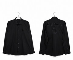 balmain black shirt with front logo and printed written on the back