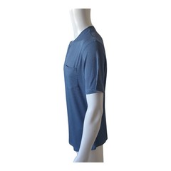 Coofandy Ribbed Henley Shirt Mens Medium Blue Short Sleeve Pocket Casual Top NWT