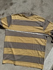 Vintage Hang Ten Striped T-Shirt Yellow Grey 70s Surf Skate Made in USA L/XL