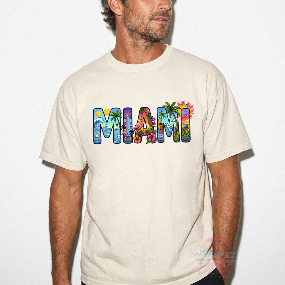 Miami T-shirt, Miami Beach Vacation T-shirt, Florida Travel T-shirt, Printed T-s