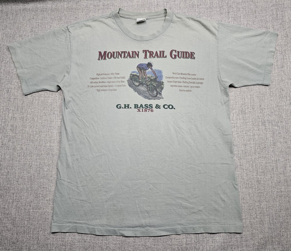 Vintage G.H. Bass Shirt Mens Large Mountain Trail Guide Biking Outdoor USA 90s