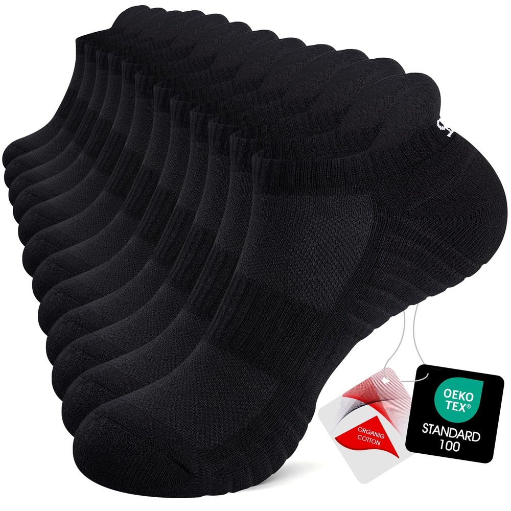 Athletic Black Ankle Socks Low Sports Running Black Socks,Arch Support Non-Sl…