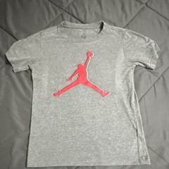 Jordan Kids Gray Jumpman Graphic Logo T-Shirt Crew Neck Short Sleeve Cotton M