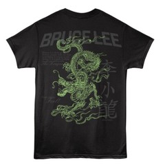 Bruce Lee Mens T-Shirt LARGE DRAGON 2 Sided New Licensed Black Cotton SM – 5XL