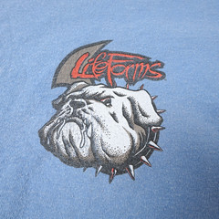 Vintage 1994 LifeForms T-Shirt Mens XL No Bark All Bite Bulldog Light Blue 90s