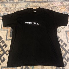 Vintage 1980s Hand Painted T-shirt Mens Size XXXL 3XL Ravers Suck Black Pocket T
