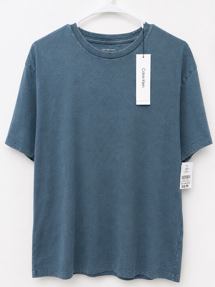 Calvin Klein Jeans Men’s Large Blue Ink Crew Neck 100% Cotton Soft T-Shirt (NWT)