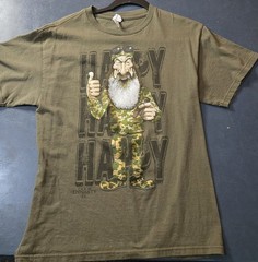 Duck Dynasty Shirt Phil Robertson Men’s Medium Olive Green Happy Happy Happy