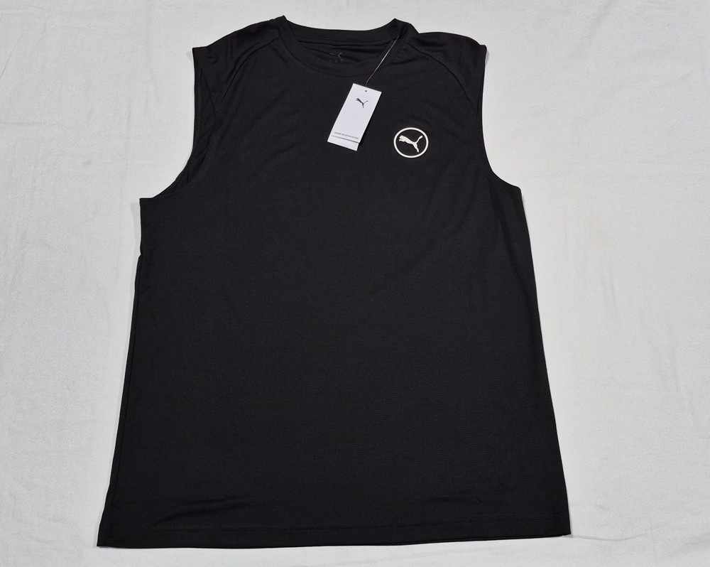 Puma Mens All In Sports Short Sleeve Sports Training Gym Level Up Tank Black