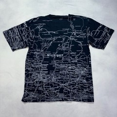 Vintage Michigan All Over Print Map T-Shirt Men’s Medium USA Map Short Sleeve