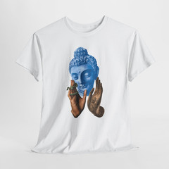 Blue Buddha Head Snake Hands Spiritual Graphic T-Shirt