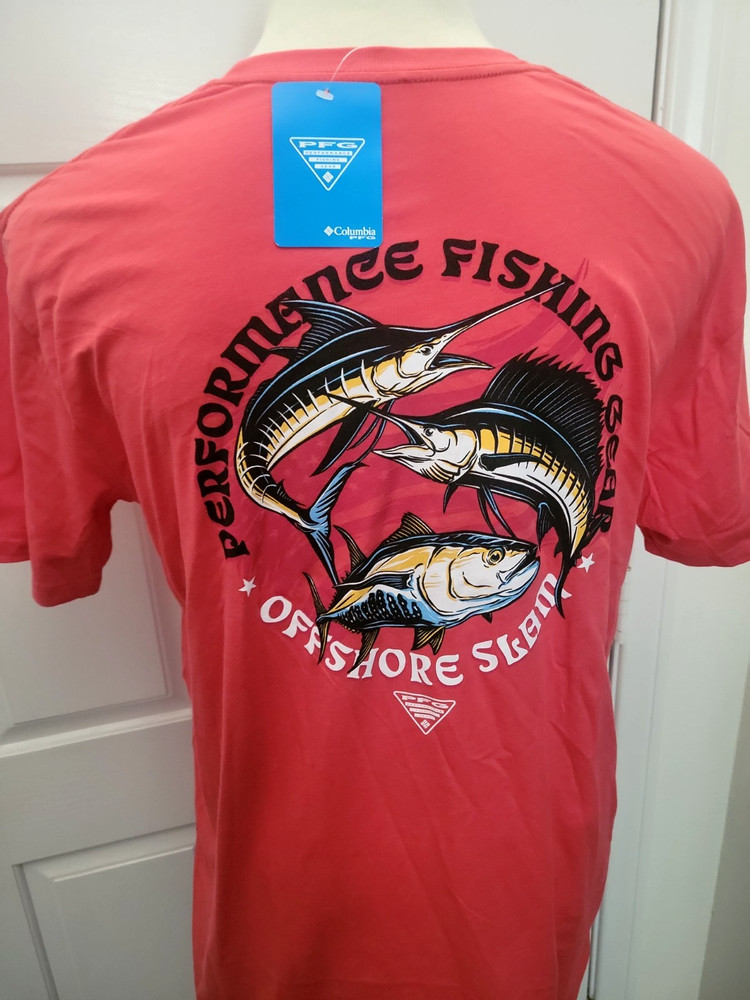 New Men’s 2XL Columbia Performance Fishing Gear PFG Offshore Slam Red T-Shirt