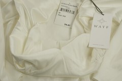 New WAYF Women Size M Ivory Satin Cold Shoulder Long Sleeve Spaghetti V-Neck Top