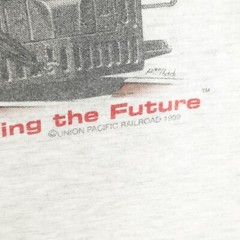 Vintage Train Shirt Medium Gray Union Pacific Railroad Steam Engine 90s 1999 ^