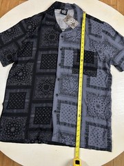 Original Deluxe Supply Mens LARGE Black & Gray Paisley SS Button Up Dress Shirt