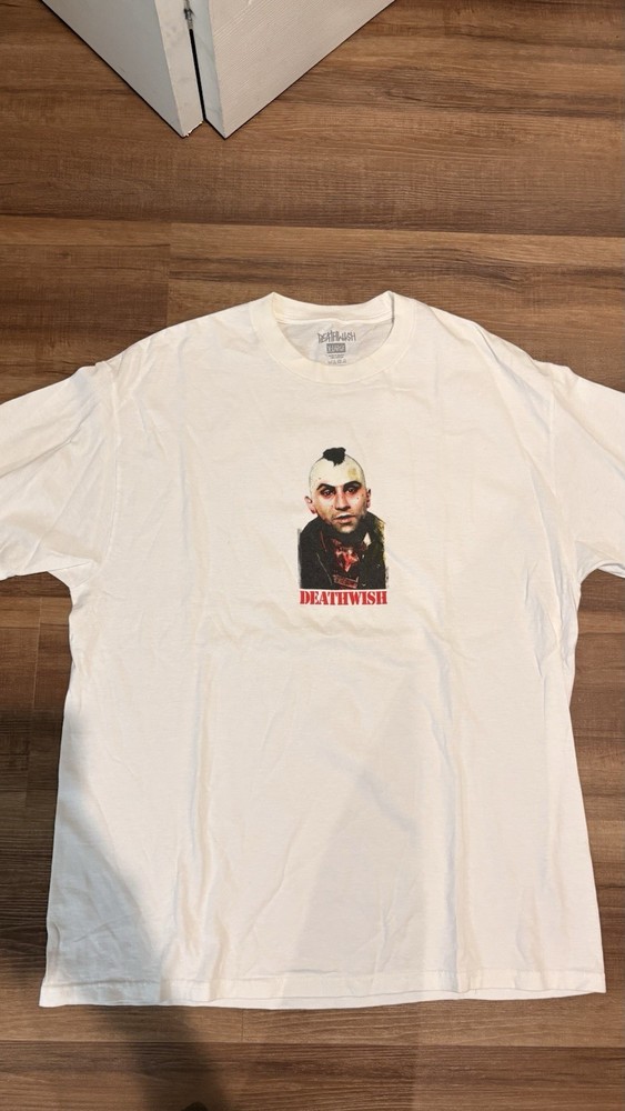 Deathwish Skateboards Taxi Driver Graphic T-Shirt White Size Medium
