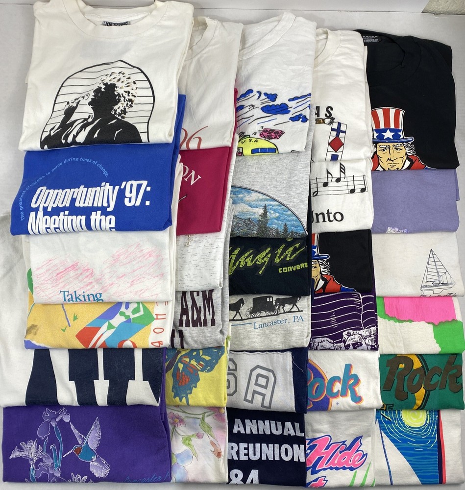 Wholesale Lot of 30 Vintage Short Sleeve Tee Shirts (Sizes In Description)