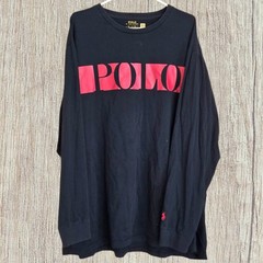 Polo Ralph Lauren Long Sleeve T-Shirt Black w Red Pony And Spellout Sz 3XL
