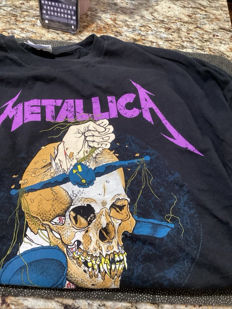 Metallica Damaged Justices T Shirt Men’s 2 Xl hammer Of justice Skull Harvest