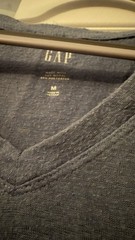 Gap Men’s M Blue Solid V-Neck Short Sleeve Jersey Modal Blend T-Shirt