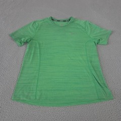 Nike Shirt Mens Large Green Dry Miler Short Sleeve Heathered Reflective Running