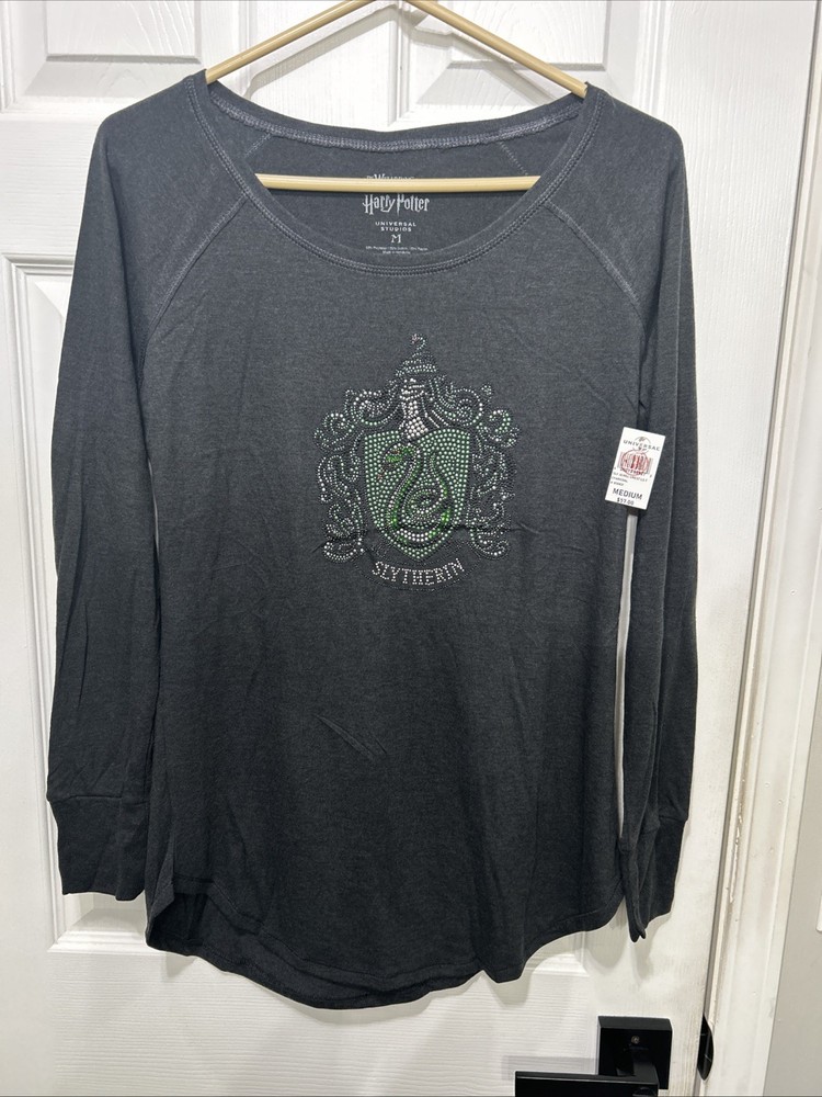 Harry Potter slytherin long sleeve t shirt Rhinestones, medium size NWT MSRP $57