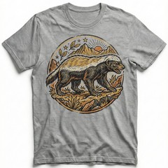 Honey Badger Fearless Wild Animal Mountain Vintage Badge t-shirt Nature Tee