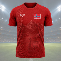 Red Norway Viking Soccer Jersey Custom Name Number Norwegian Shirt (S-5XL)